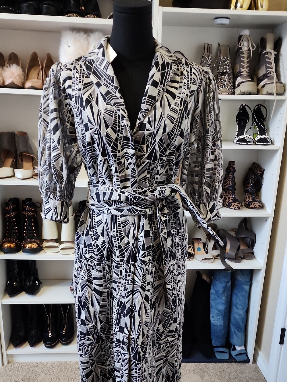 Kimora Lee Simmons Black & White Geometric  Dress